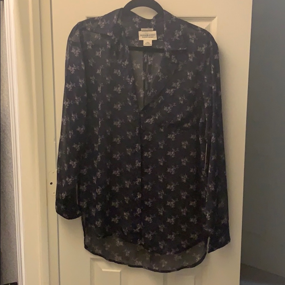 Denim & Supply sheer blue floral button down